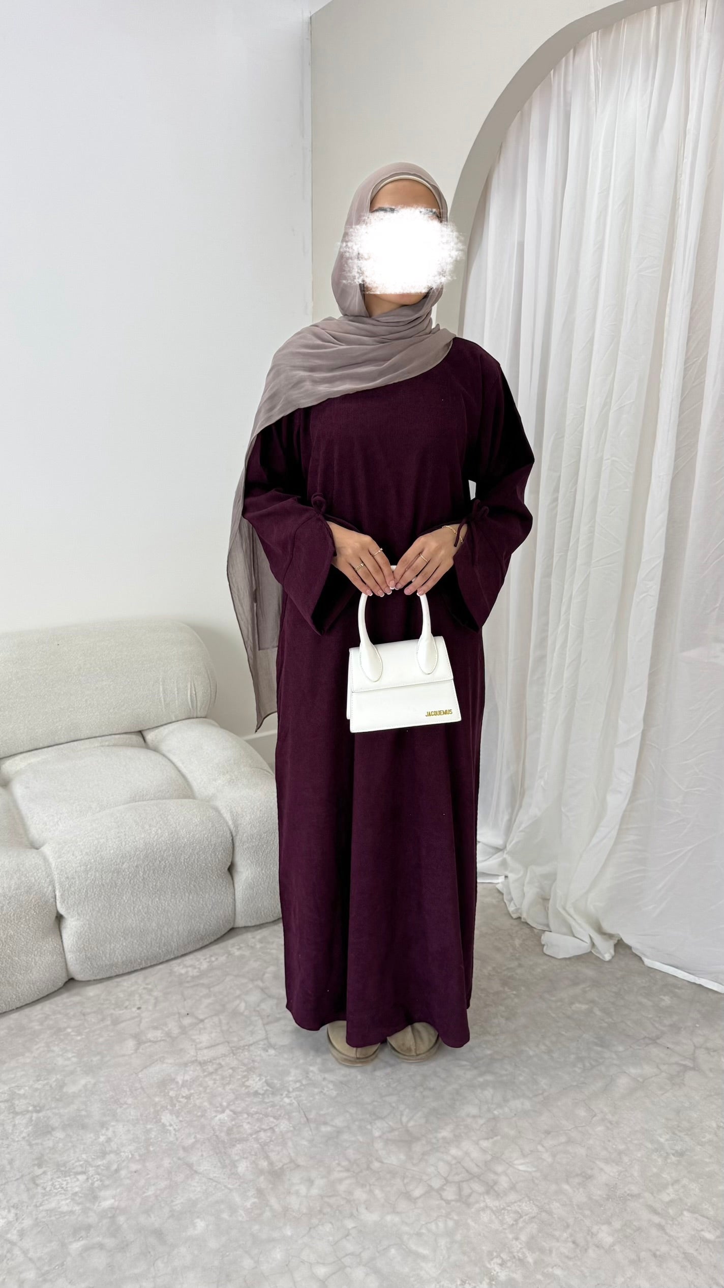 Hiba Corduroy Abaya in Berry