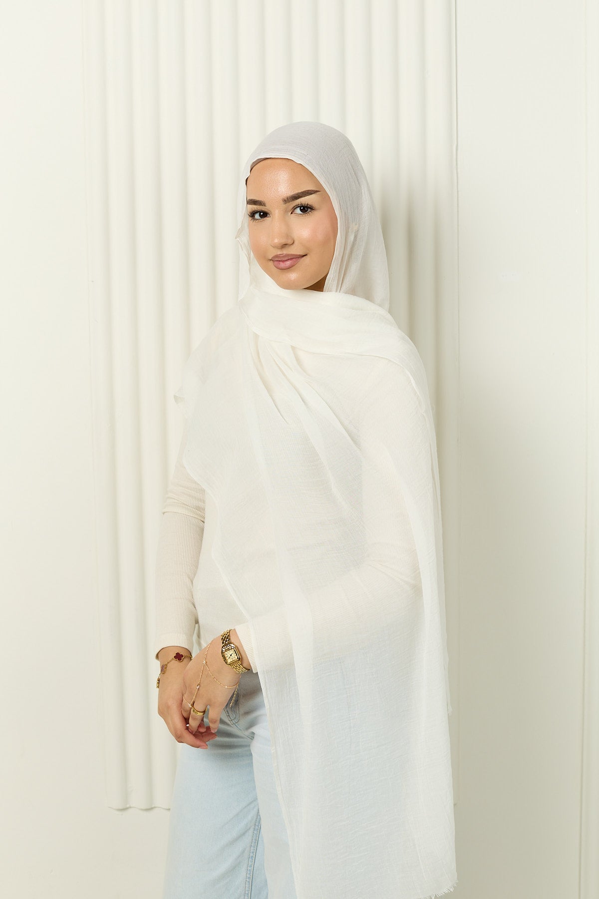Cotton Silk Hijab in Crystal White