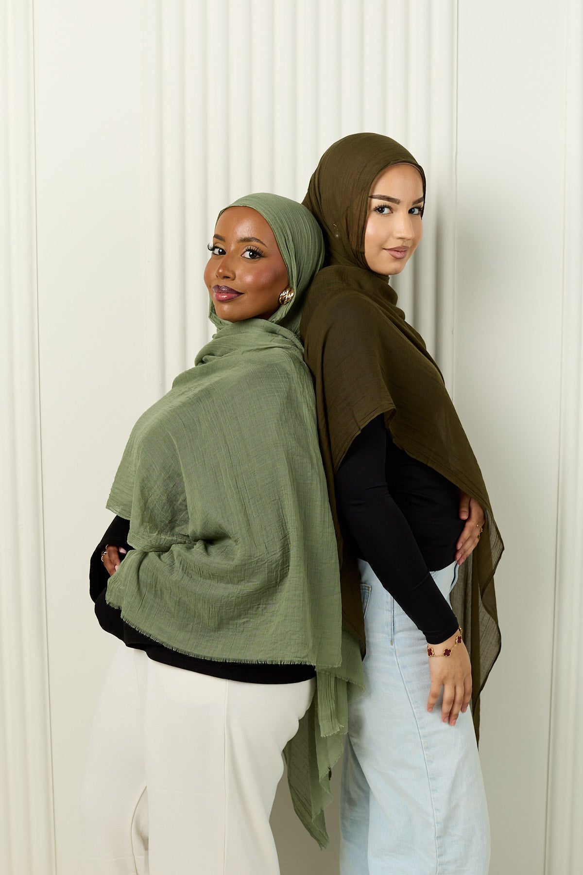 Cotton Silk Hijab in Forest Olive