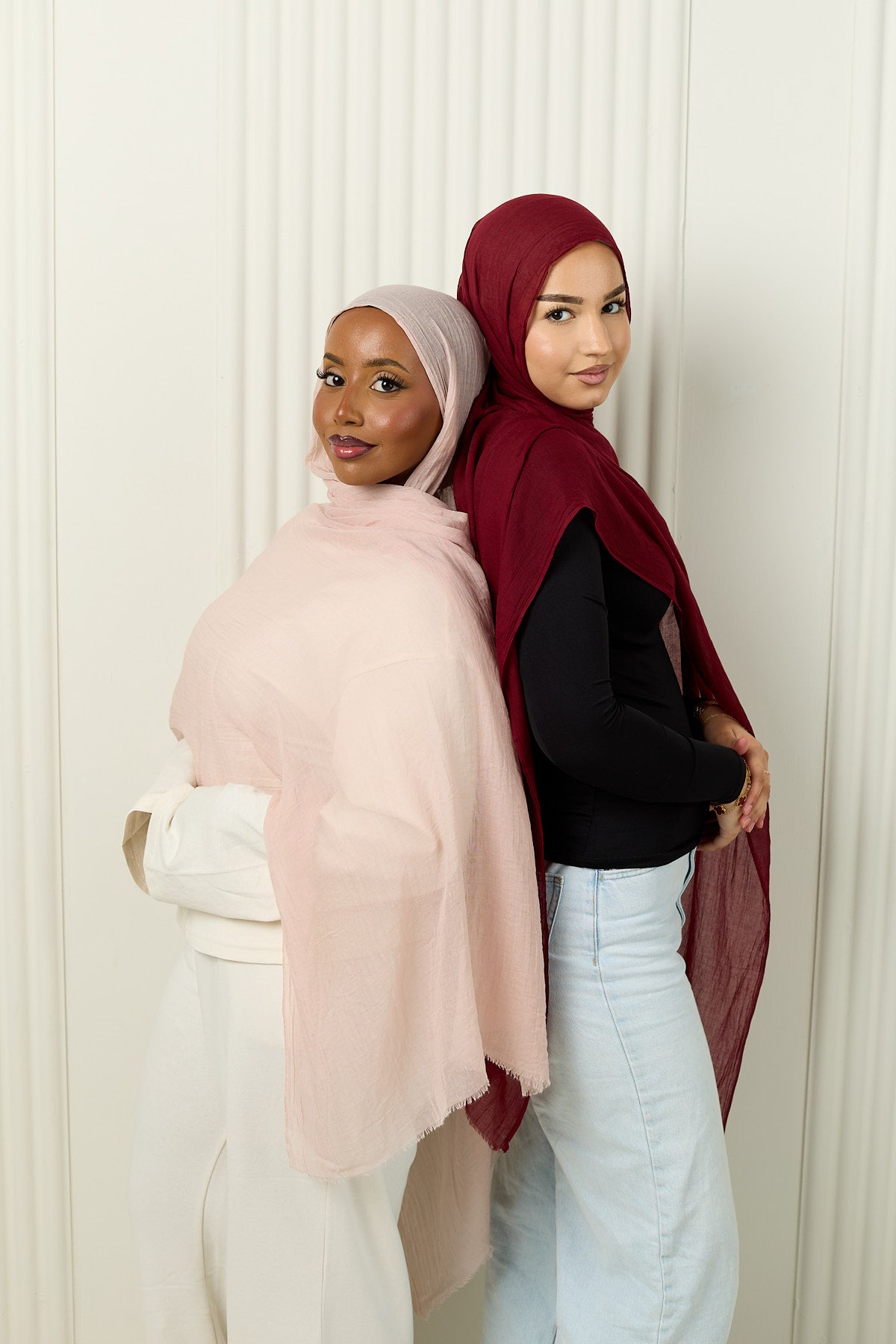 Cotton Silk Hijab in Berry Red