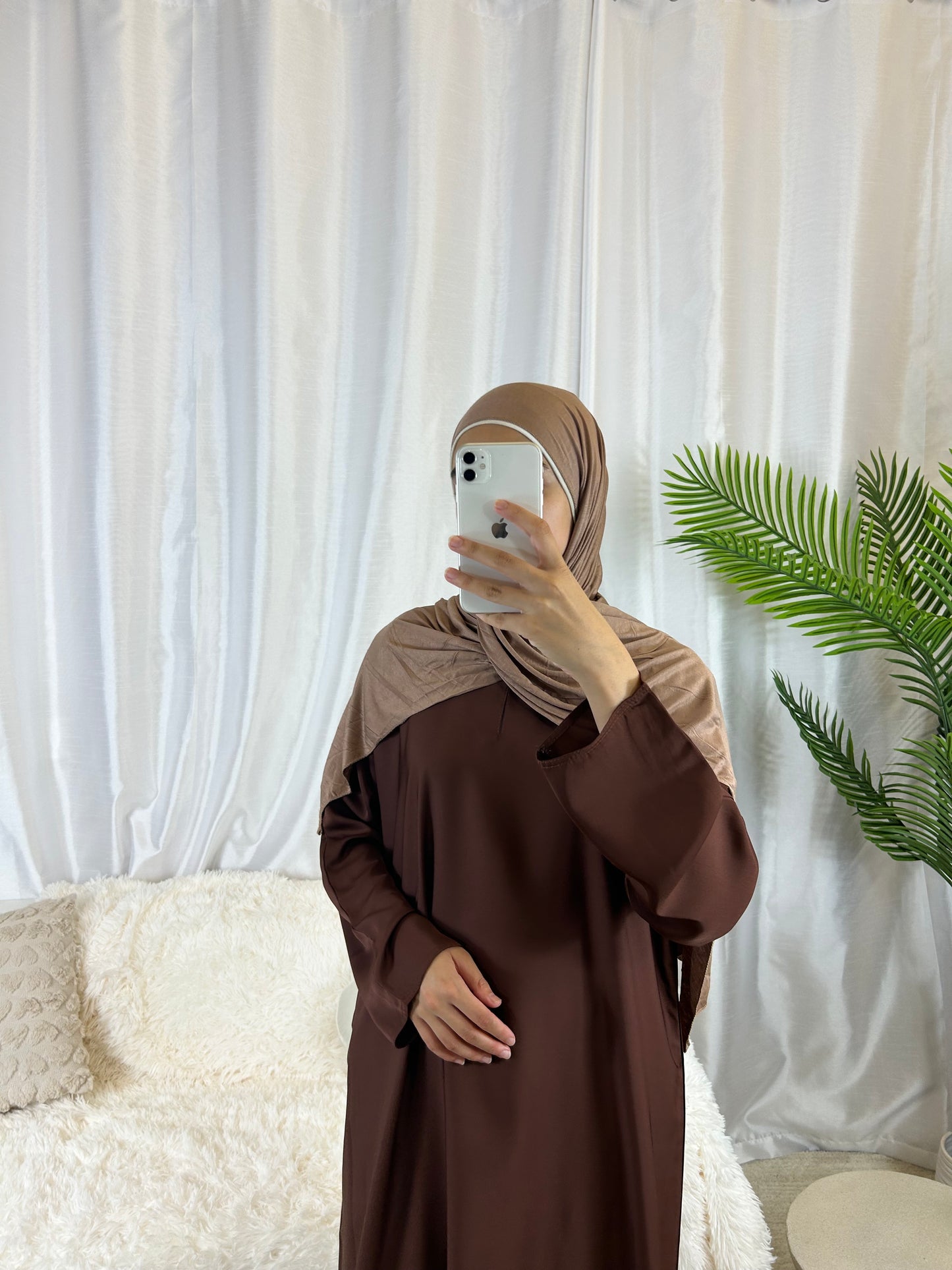 Nura Slip On Abaya in Brown