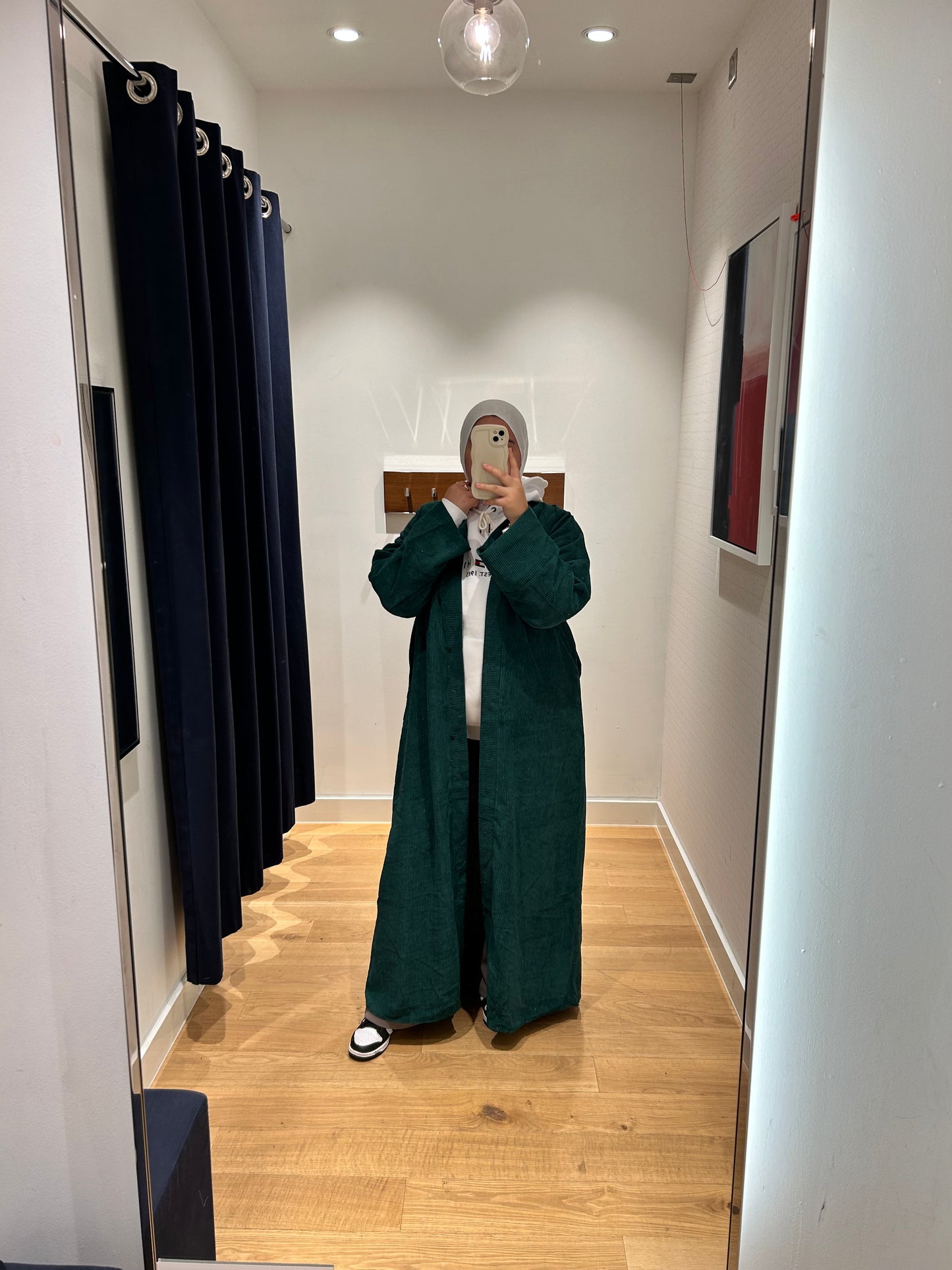 Badr Corduroy Abaya Coat in Green