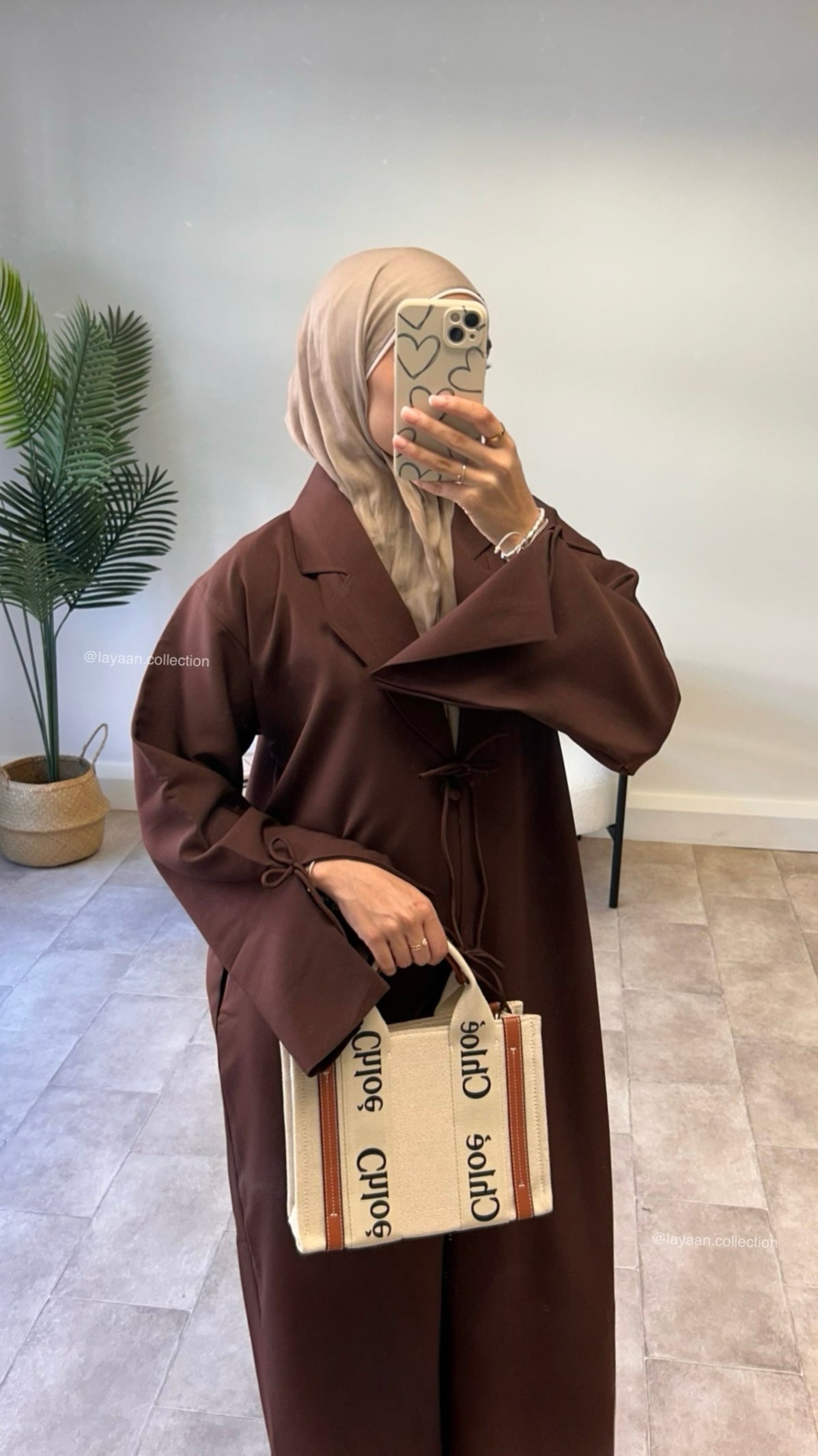 Sarah abaya Coat in  Brown