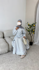 Pinstripe Skirt Set in Frost Grey