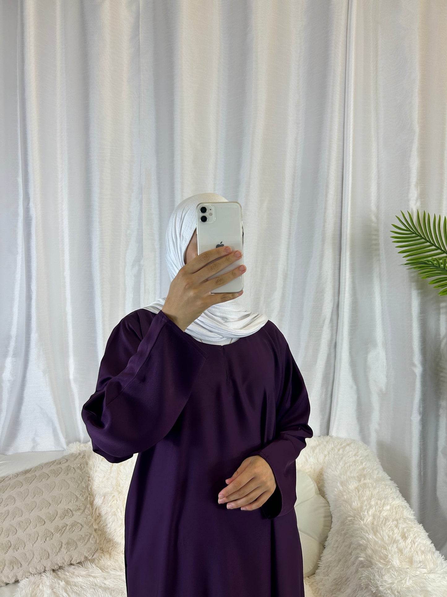 Nura Slip On Abaya in Berry