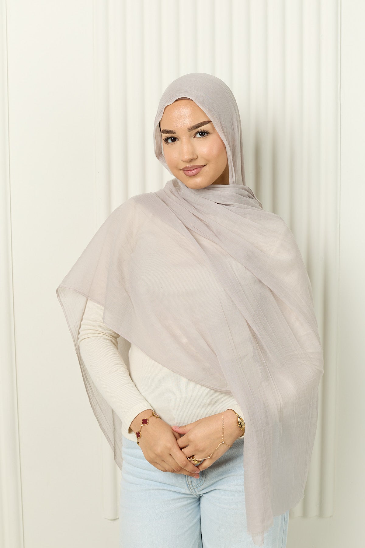 Cotton Silk Hijab in Pale Marble