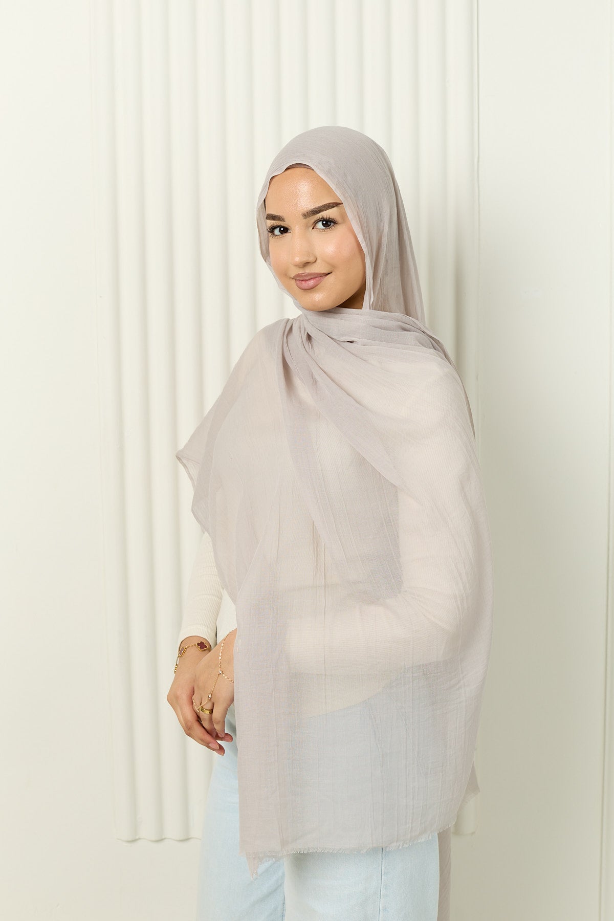 Cotton Silk Hijab in Pale Marble