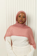 Cotton Silk Hijab in Rosewood Blush