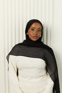 Cotton Silk Hijab in Midnight Black