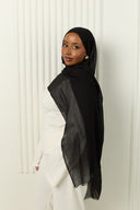Cotton Silk Hijab in Midnight Black