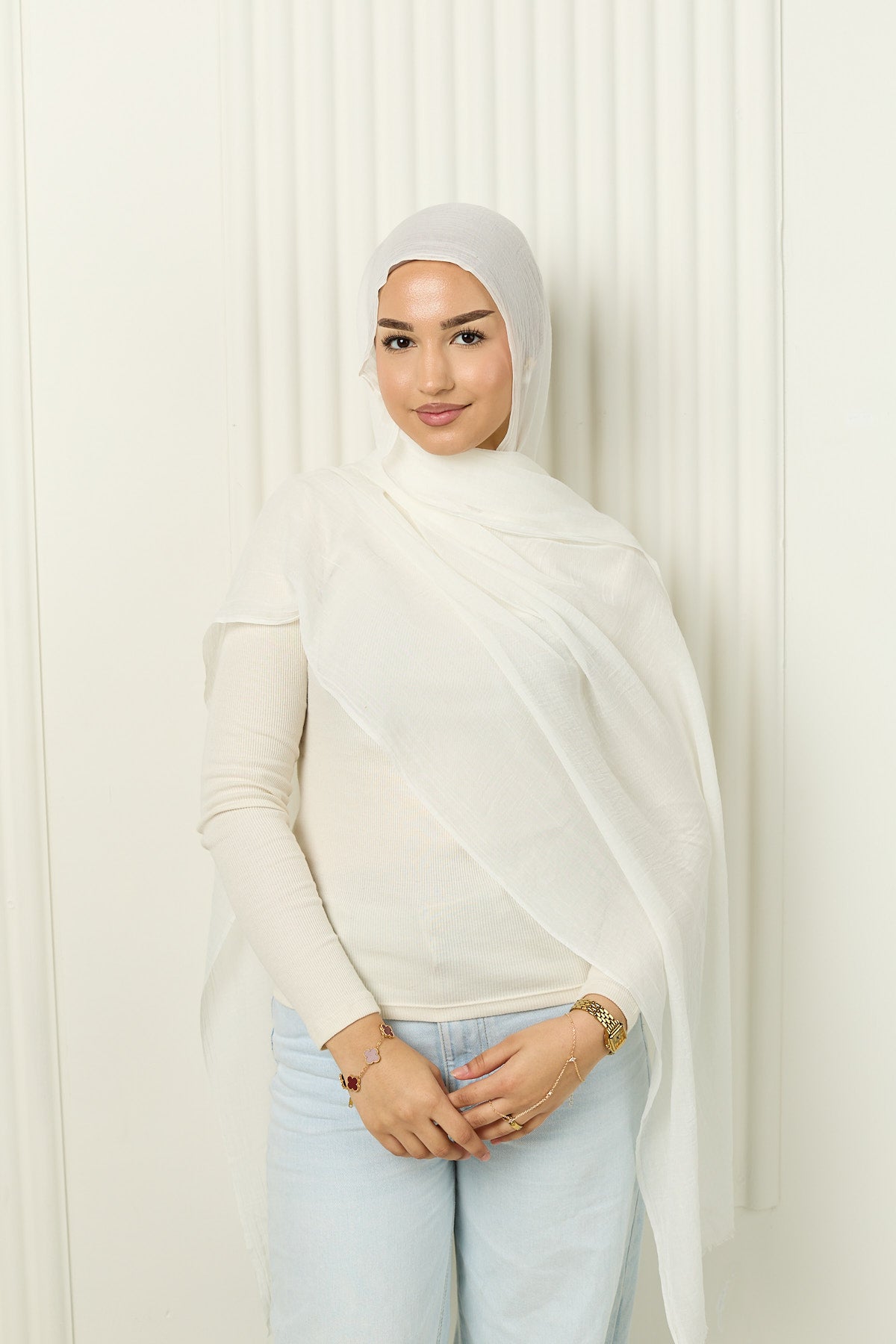 Cotton Silk Hijab in Crystal White