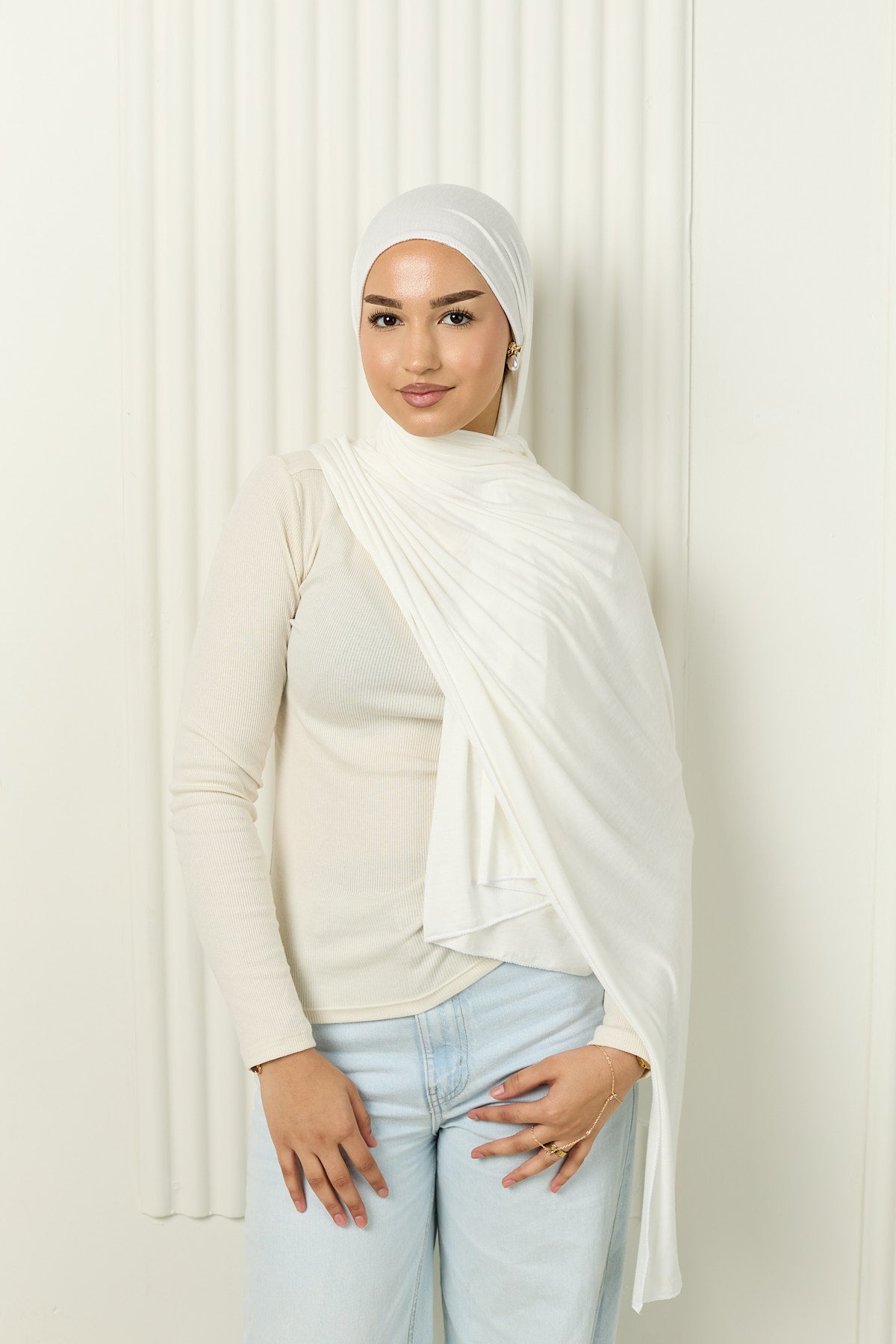 Premium Jersey Hijab in Off White