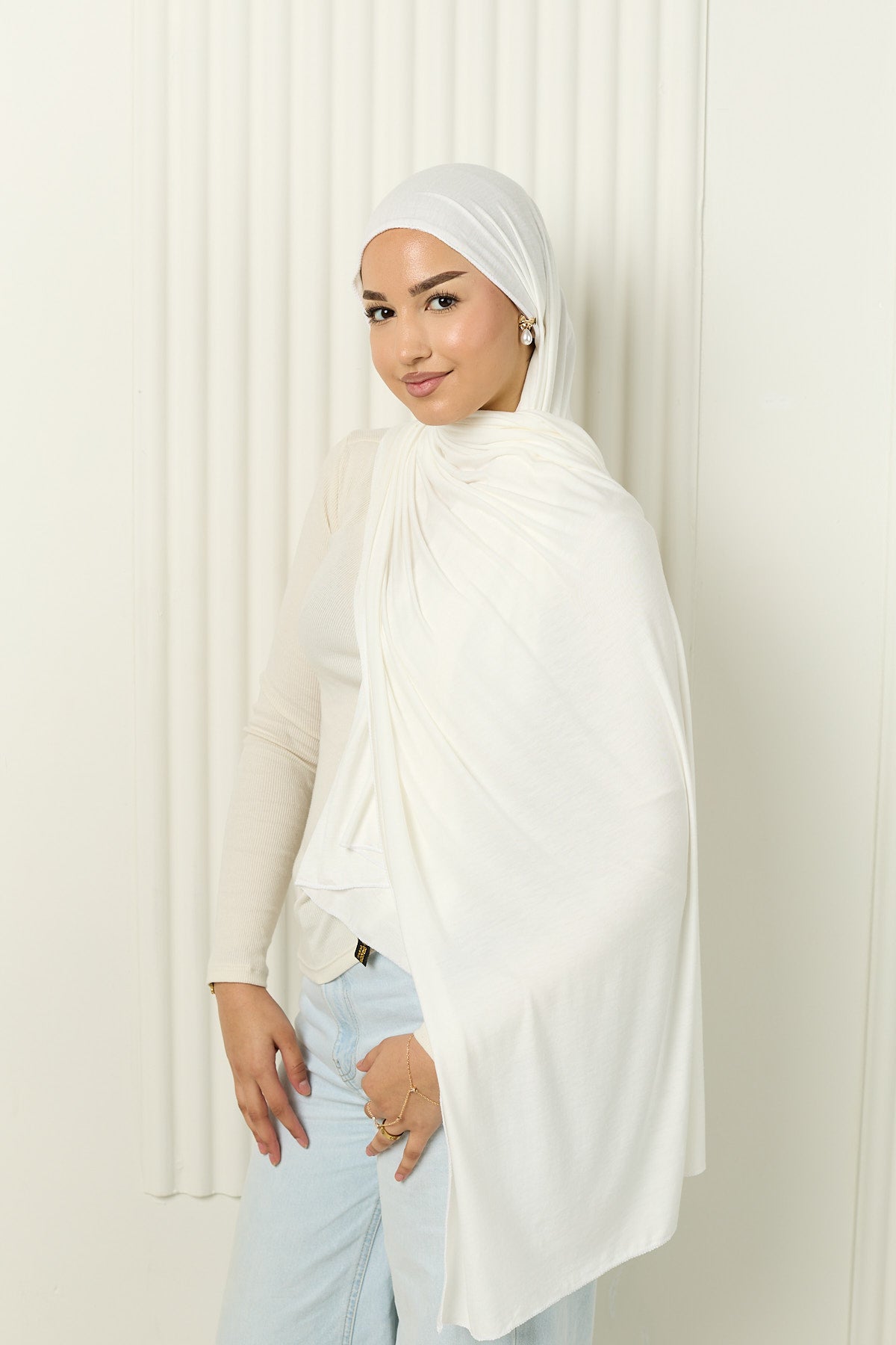 Premium Jersey Hijab in Off White