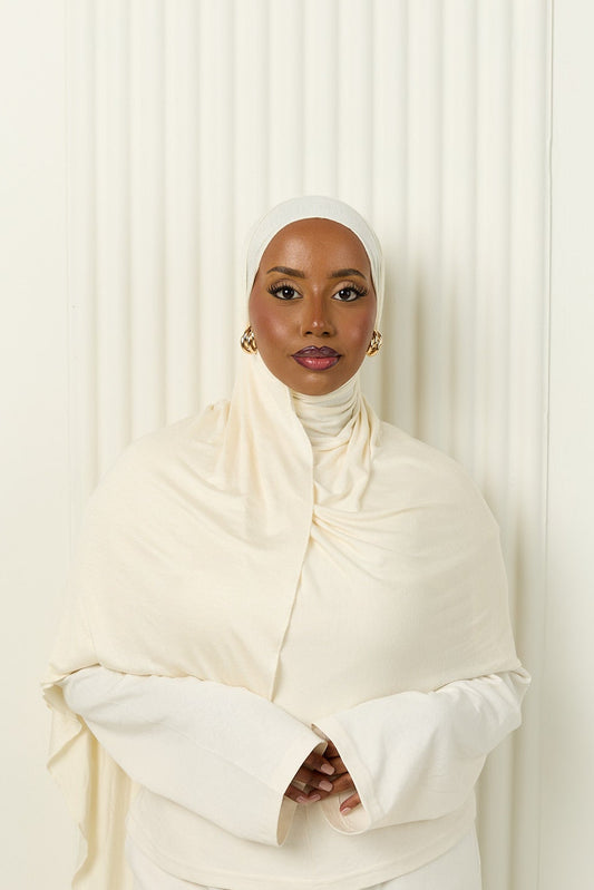 Premium Jersey Hijab in Soft Ivory