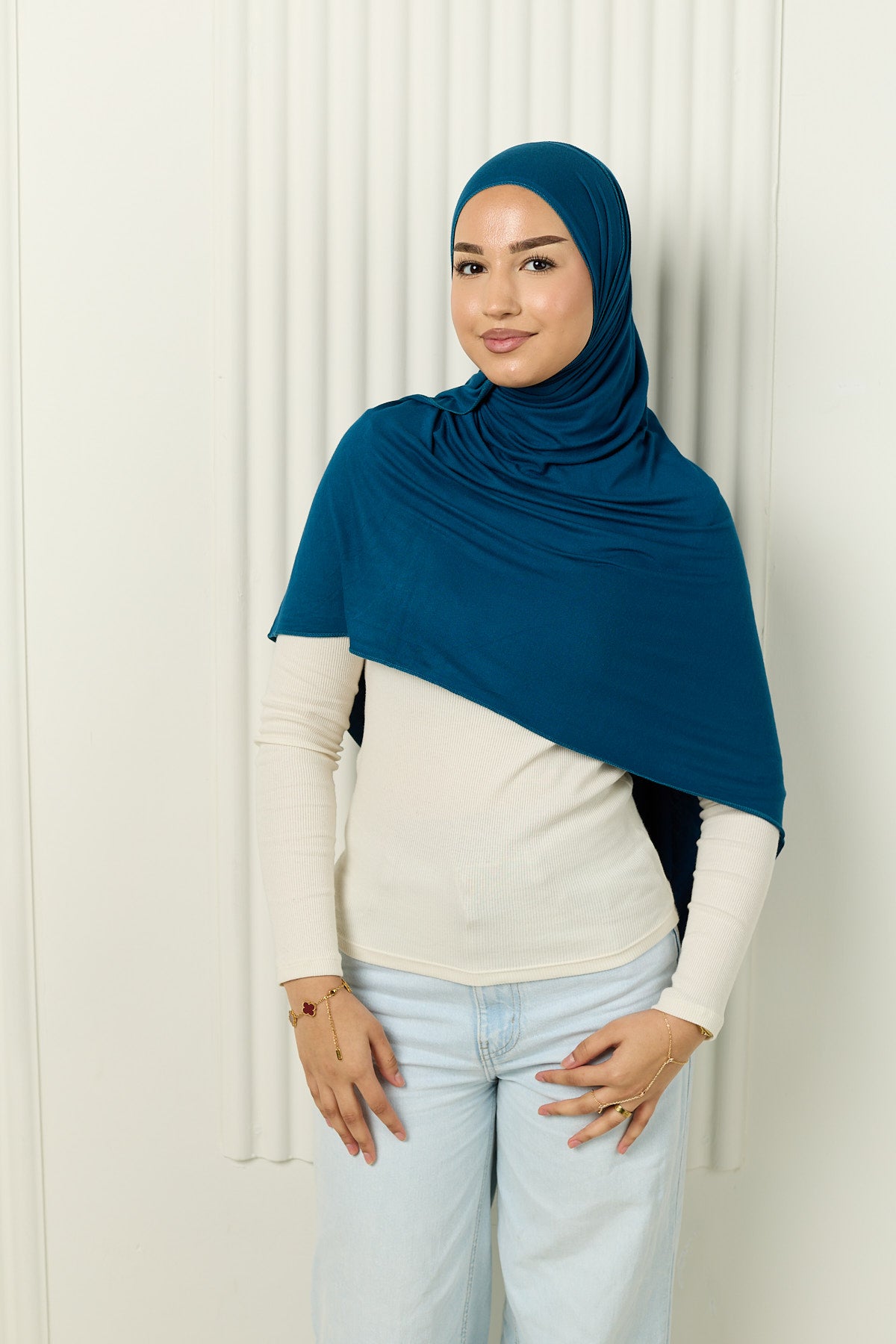 Premium Jersey Hijab in Ocean Teal