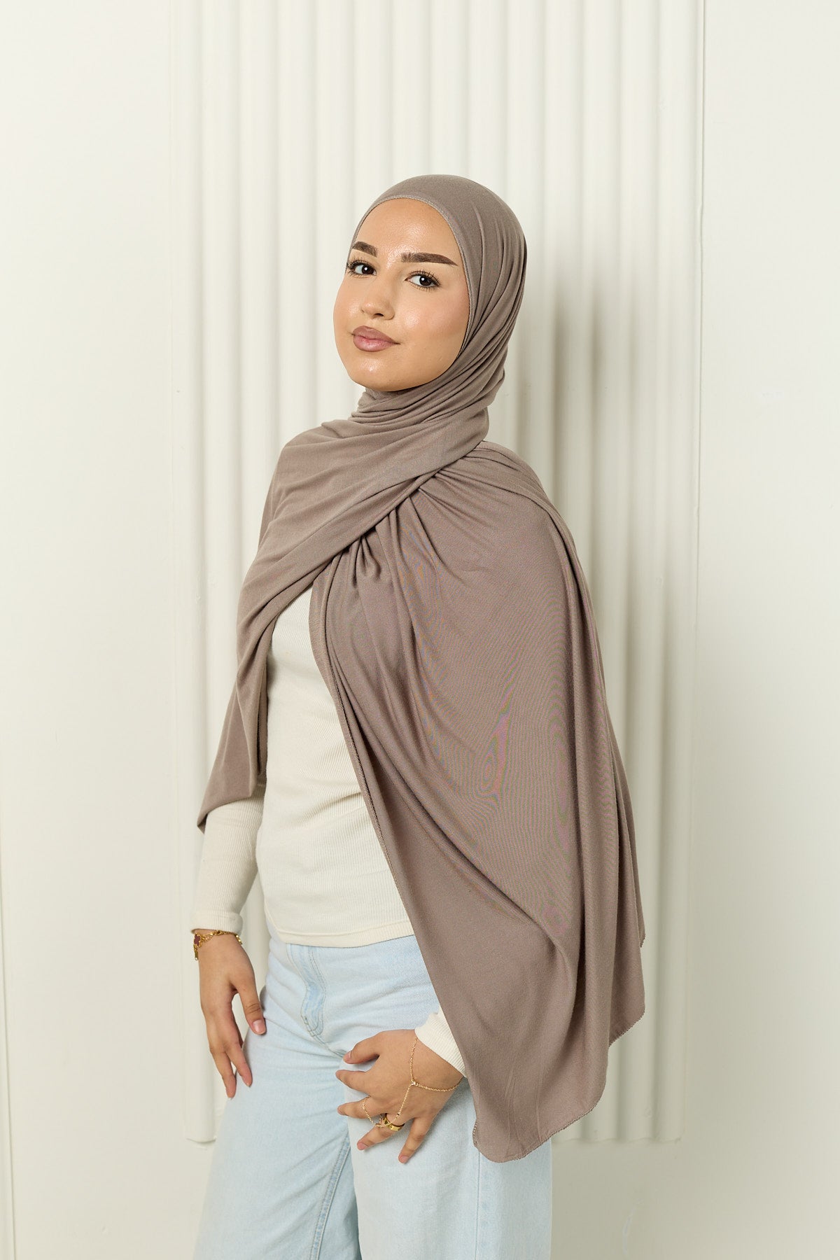 Premium Jersey Hijab in Stone Taupe