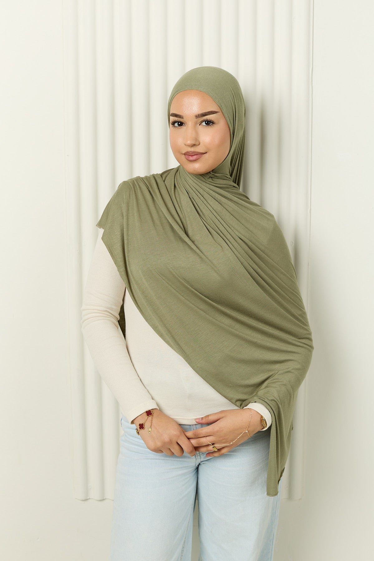 Premium Jersey Hijab in Sage Olive