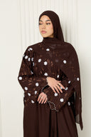 Rania Open Abaya in Chocolate Brown