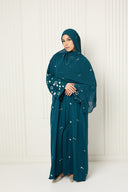 Arwa Open Abaya in Teal