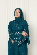 Arwa Open Abaya in Teal