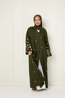 Arwa Open Abaya in Olive Green