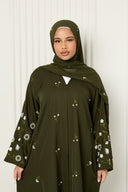 Arwa Open Abaya in Olive Green