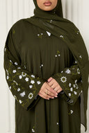 Arwa Open Abaya in Olive Green