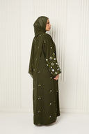 Arwa Open Abaya in Olive Green
