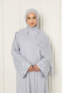 Arwa Open Abaya in Blue-Grey