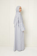 Arwa Open Abaya in Blue-Grey