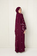 Arwa Open Abaya in Berry