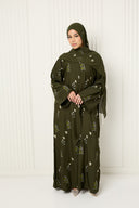 Alaya Open Abaya in Olive Green