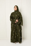 Alaya Open Abaya in Olive Green
