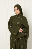 Alaya Open Abaya in Olive Green