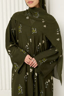 Alaya Open Abaya in Olive Green