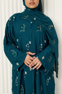 Alaya Open Abaya in Teal