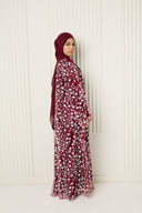 Inès Abaya in Deep Red