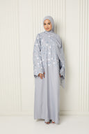 Rania Closed Abaya in Blue-Grey