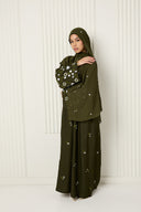Arwa Closed Abaya in Olive Green
