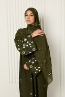 Arwa Closed Abaya in Olive Green