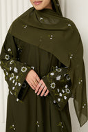 Arwa Closed Abaya in Olive Green