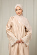 Nawra Abaya in Champagne Nude