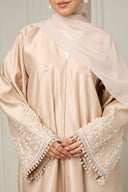 Nawra Abaya in Champagne Nude