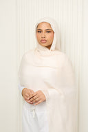 Premium Modal Hijab in Ivory Veil