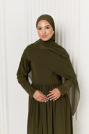 Hanaa Jersey Dress in Olive Green