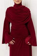 Dana Jersey Cape Dress in Red