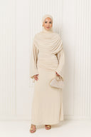 Dana Jersey Cape Dress in Cream