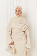 Dana Jersey Cape Dress in Cream