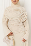 Dana Jersey Cape Dress in Cream