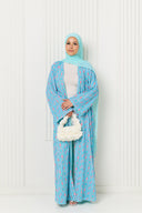 Yara Abaya in Aqua Bloom